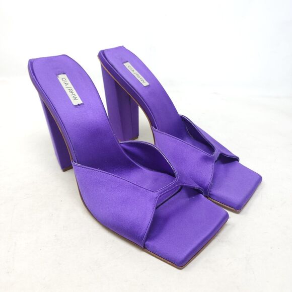Gia Borghini RHW Womens Sandals Rosie 14 Purple Satin Block Heel EU 40 US 10 - Picture 2 of 9